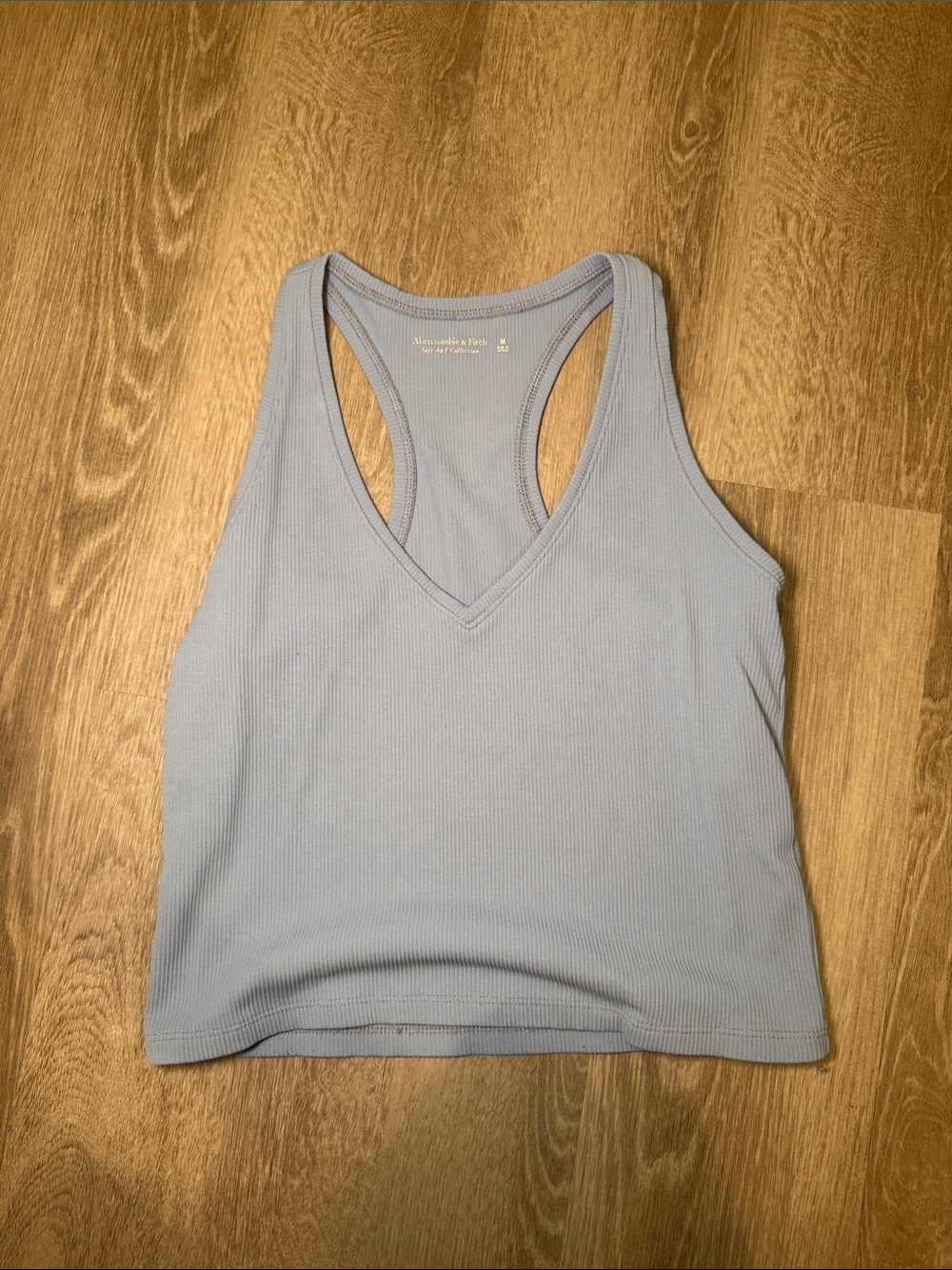Abercrombie & Fitch Soft Light Blue Ribbed V-Neck Racerback Tank